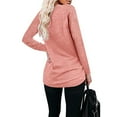 thumbnail image 3 of TEMOFON Womens Long Sleeve Round Neck Shirts Loose Fitting Plain Tops Casual Blouse Fall Clothes With Pocket Oversized Pink Tshirt for Women, 3 of 3