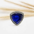 thumbnail image 3 of Blue Sapphire Gemstone Ring for Women – Handmade 925 Sterling Silver Ring Triangle Cut Vintage Statement Jewelry, 3 of 6