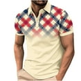 thumbnail image 3 of BiZtdJrK Sales of The Day, Mens Casual Button Down Lapel Collar Polos Shirt 2025 Summer Fashion Plaid Print Short Sleeve Shirts Big and Tall Golf T-Shirt Loose Fit Tops Khaki XXL, 3 of 6