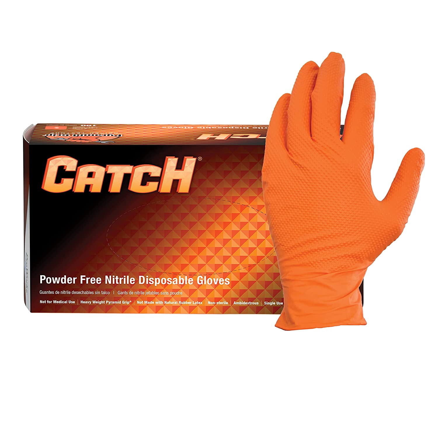 CATCH® (AD-CAT450) 9 mil Orange Nitrile Powder Free (PF) Gloves