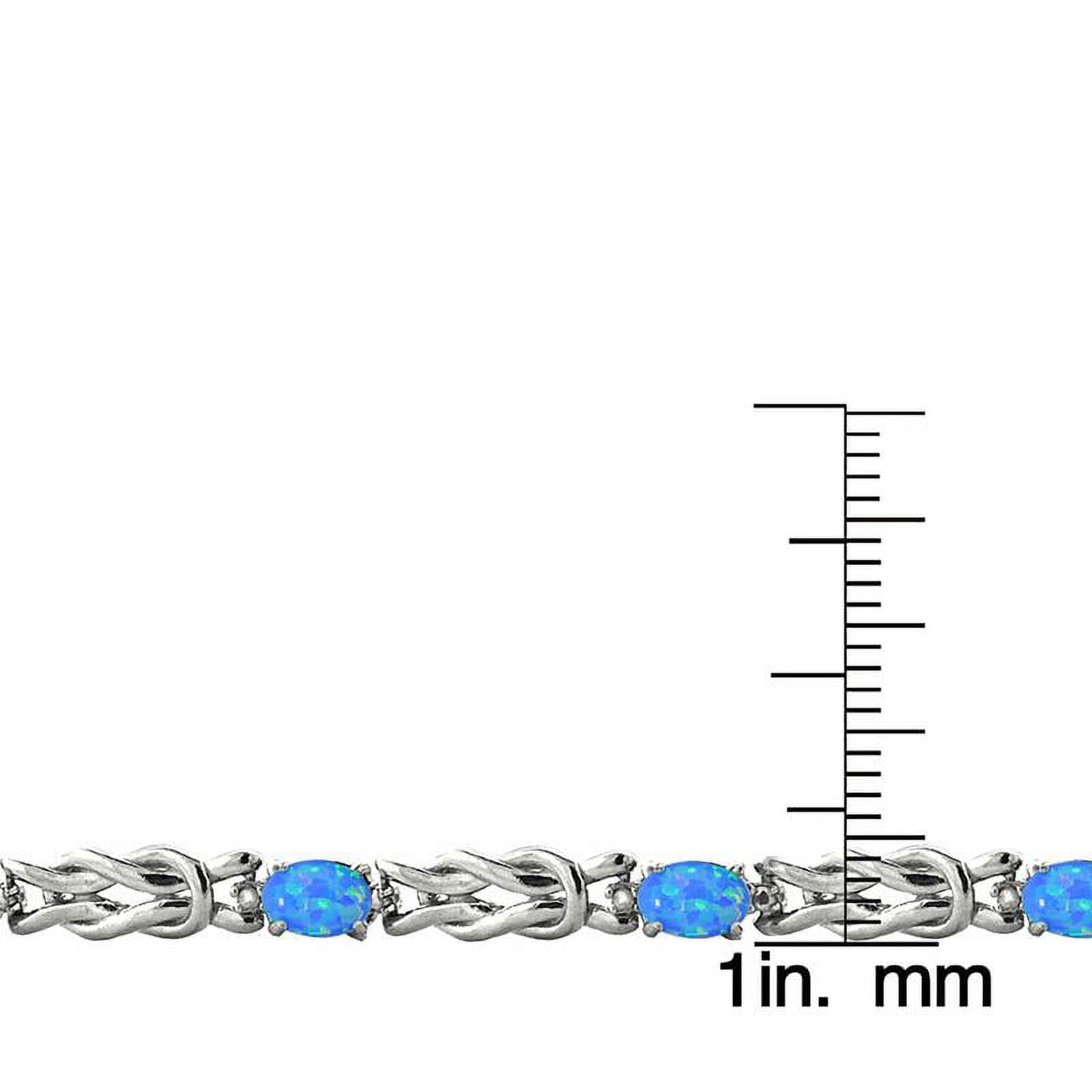 Silver Tone Simulated Blue Opal & Diamond Accent Love Knot Bracelet