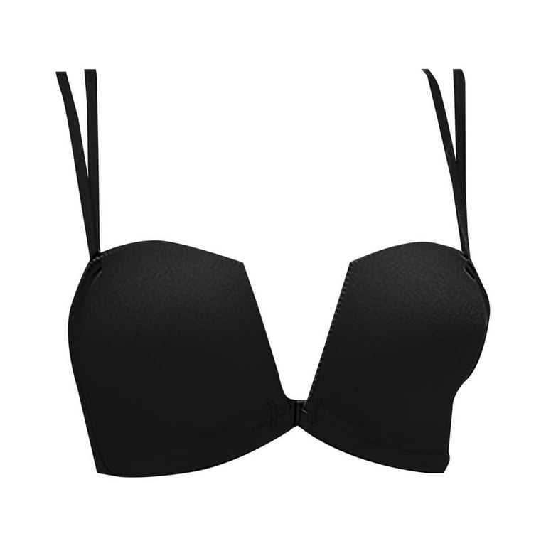 PMUYBHF Strapless Bras for Women Large Bust Push up Front Closure Bra for  Women Enhancing Small Bust Anti Sagging Seamless Back Wire Lightweight