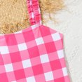 thumbnail image 5 of Girls One Piece Swimsuit Cute Plaid Bathing Suit Ruffles Strap Backless Swim Suit For Girls Bikini Swimwear Pink 13-14T, 5 of 6