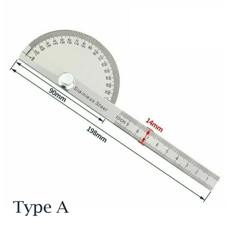 

RANMEI 180 Degree Protractor Metal Angle Finder Goniometer Stainless Steel Woodworking