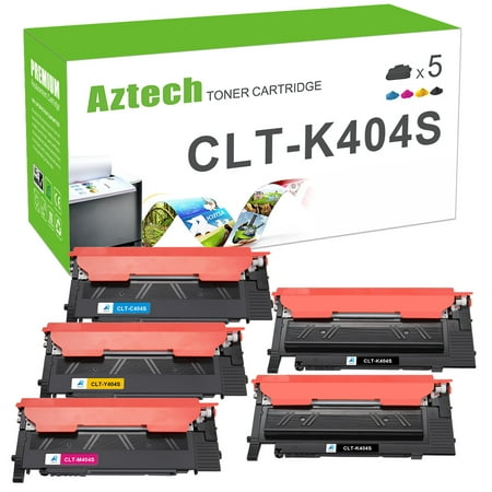 AAZTECH 5-Pack Compatible Toner Cartridge for Samsung CLT 404S CLT-K404S CLT-C404S CLT-M404S CLT-Y404S Xpress C480FW C430W SL-C430W SL-C480FW SL-C480FN Printer Ink (2*Black,1*Cyan,1*Yellow,1*Magenta)