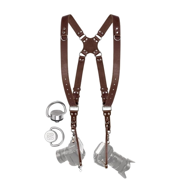 Camera Strap Accessories for Two-Cameras ? Dual Shoulder Leather Harness ? Multi Camera Gear for DSLR/SLR by ProInStyle.