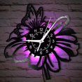 thumbnail image 1 of Timeglow Horloge Murale Fleurs avec un Papillon, 7 Couleurs Lumineuses 12 Pouces Veilleuse Horloge Murale, Quartz Silencieux Moderne Décoratif Vinyle pour Chambre de Filles Jardin Parc Cadeau, 1 of 8