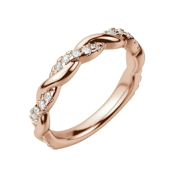 Stackable 14K Pink color Simulated  Rose Gold Eternity Ring, Bridal Band Lab Grown Diamond Ring for Women
