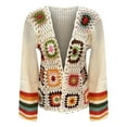 thumbnail image 4 of Oversized Cardigans Women Bohemian Crochet Long Sleeve Lace Knit Sweater Handmade Ethnic Rainbow Open Front Top Lightweight Outwear Coats, 4 of 4