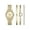 Gold Watch / Sunray Dial / Gold 3 Link Bracelet, variant on Women's Watch Gift Set: Silver Tone Round Case, Mother of Pearl Dial, Silver Tone 3 Link Bracelet With Crystal Accents