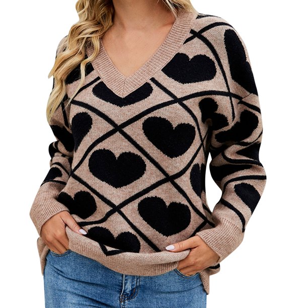 Gibobby Suéter de Cuello en V para Mujer, Suéter Ligero con Cuello en V Suéter pulóver para Mujer(Caqui,G)