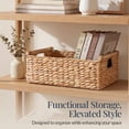 thumbnail image 3 of Best Choice Products Wicker Storage Basket, Shelf Basket w/ Wooden Handles, Rectangular Storage Bin - Natural, 3 of 8