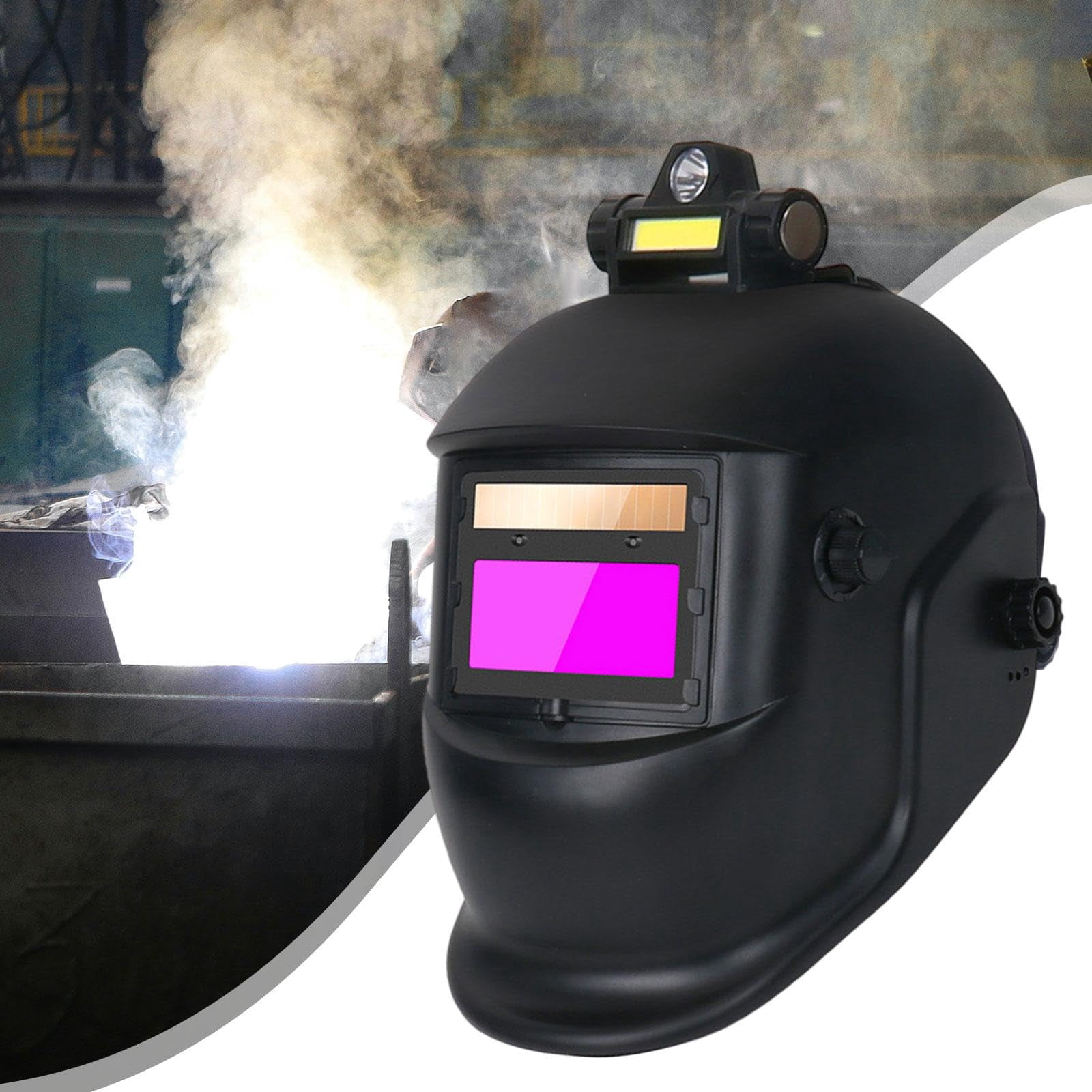 Solar Powered Auto Darkening Welding Helmet - 0.01ms Response Time, Adjustable Headband, Lightweight UV/IR Protection for Arc Welding, DIY & Professional Use