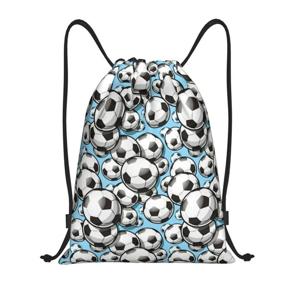 Kuqiui Football Soccer Ball Print Drawstring Backpack Drawstring Bags,Draw String Back Bag Drawstring Bags for Sports,Gym,Travel,Swimming,Beach