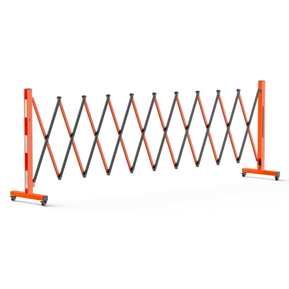 Easily Assembled Metal Expandable Barricade Gate,9FT Folding Safety Barrier Gate,Outdoor Flexible Mobile Barrier Gate,Orange