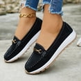 thumbnail image 3 of Women's Wedge Suede Loafers Low Cut Casual Wide Width Tennis Shoes Metal Chain Comfortable Non Slip Walking Sneakers Black Size 8.5, 3 of 5