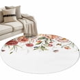thumbnail image 2 of Pink Floral Round Area Rug 4 FT, Non Slip Indoor Outdoor Rug, Spring Pastoral Botanical Wildflowers Leaves Washable Soft Circular Carpet Non-Shedding Floor Mat for Coffee Table Nursery Foyer Balcony, 2 of 8