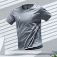thumbnail image 5 of Camisetas deportivas para hombre, Camiseta deportiva para correr, bloque de Color, secado rápido, transpirable, manga corta, cuello redondo, camiseta activa para entrenamiento al aire libre, 5 of 5