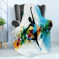thumbnail image 4 of Ballet Soft Flannel Fleece Blanket, Inspirational Ballerina Dancing Digital Vibrant Bubbles Color Circles Illustration, Cozy Plush for Indoor and Outdoor Use, 50" x 60", Multicolor, by Ambesonne, 4 of 5