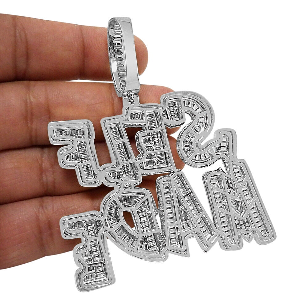40+ Grams Big 3'' 14K White Gold Finish 6.00 Cwt. SELFMADE Men's Custom Pendant Charm