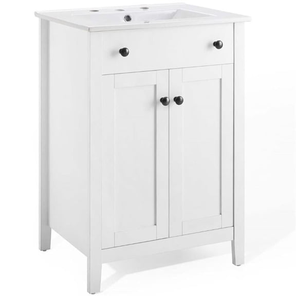Modway Nantucket 24 Pouces Coiffeuse de Salle de Bain Moderne en Bois Finition Blanche