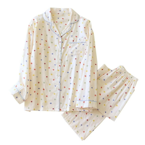 cfhntfmh Cute Pajama Sets for Women Long Sleeve Sleepwear Button Loungewear Soft 2 Piece Pj Set with Long Pants