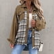 thumbnail image 5 of Puntoco Moda Mujer Bolsillos casuales Impreso Manga larga tops Chaqueta Abrigo a cuadros Puntoco Puntoco-3225, 5 of 9