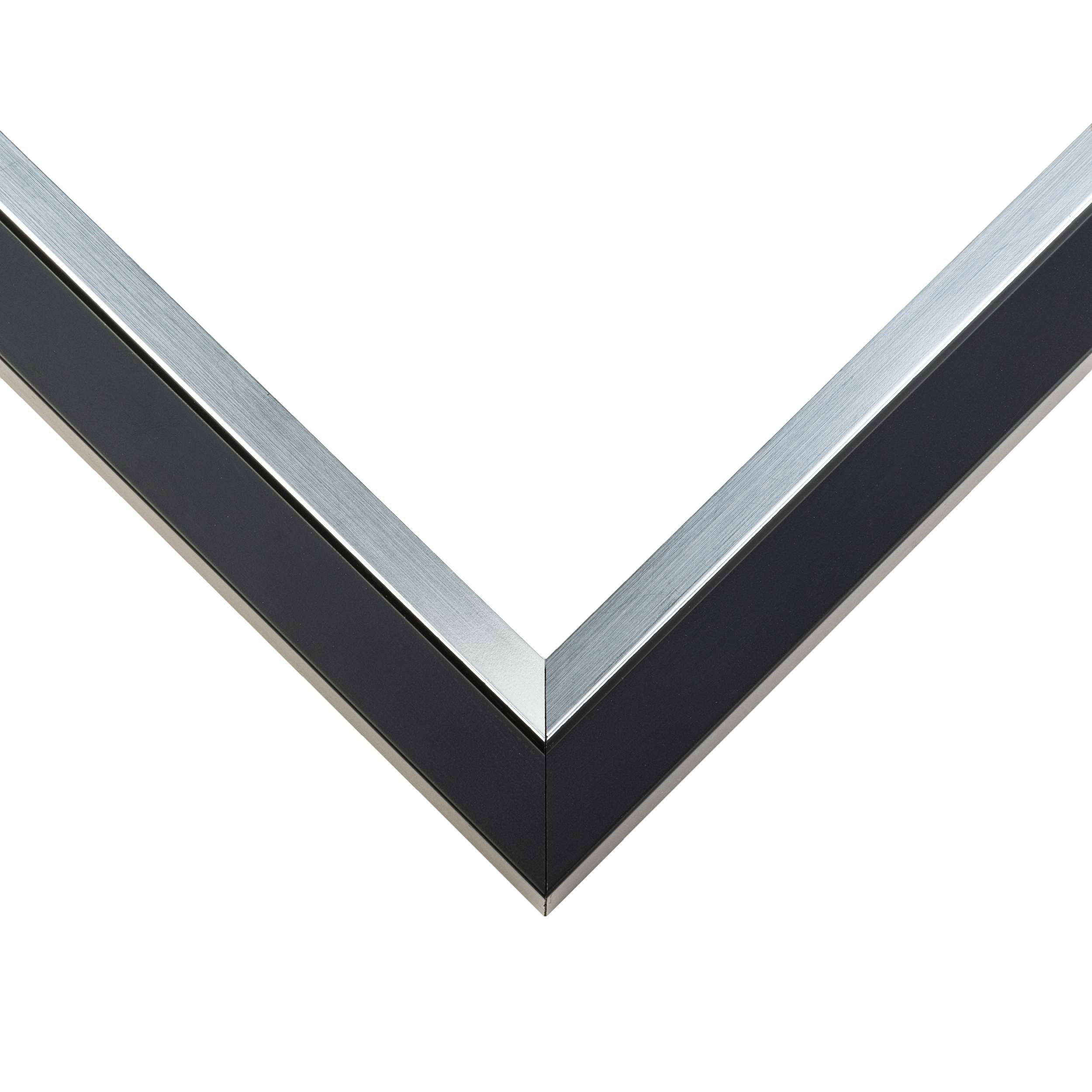 18x24 Frame Black & Silver Solid Wood Picture Frame Width 1.25 Inches | Interior Depth 0.75 Inches
