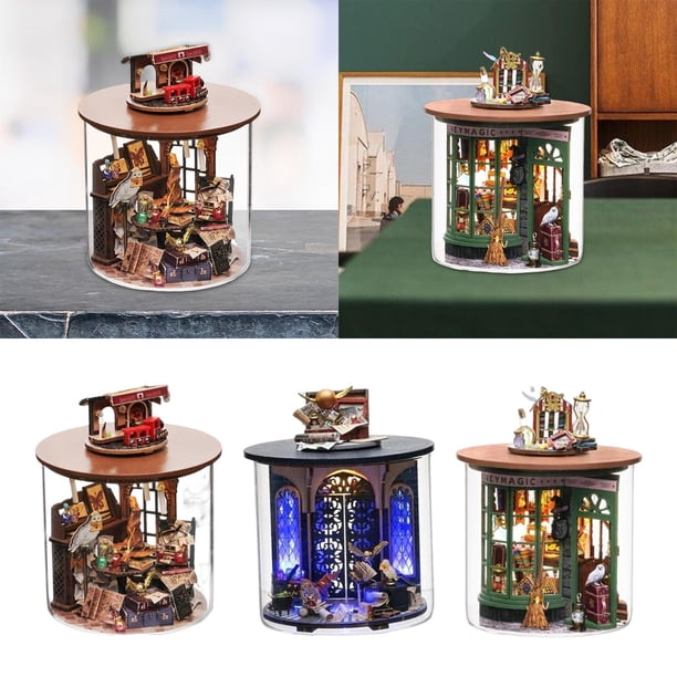 Botella de Sueño en Miniatura de Casa de Muñecas de Madera de 2 Piezas, Artesanía, Modelo de Casa de Muñecas de Rompecabezas 3d Pequeño para Peq Estilo B Soledad casa en miniatura de bricolaje