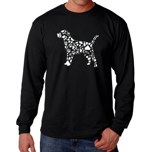Men's Word Art Long Sleeve T-shirt - Dog Paw Prints