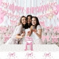 thumbnail image 2 of Pink Bow Tablecloth, Coquette Tablecover Pink Plastic Disposable Table Cloths for Bridal Shower Bachelorette Party Bow Birthday Party Decorations Supplies pink, 2 of 2