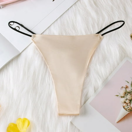 

Miayilima Panties For Women Sports Fitness Underwear Thin Sling Ice Silk Seamless Mid Waist T Pants Underwear Size XL