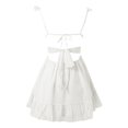 thumbnail image 6 of OSOLU Dresses Solid Color Women Spaghetti Strap Mini Dress Low Cut Sleeveeless Mini Dress Backless Going Out Ruffle Beach Wear Dress Relaxed Fit Sundress Wedding Guest Dress, 6 of 8