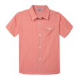 thumbnail image 1 of Bienzoe Boy's Cotton Plaid Button Down Short Sleeve Shirt Orange/White 7/8, 1 of 6
