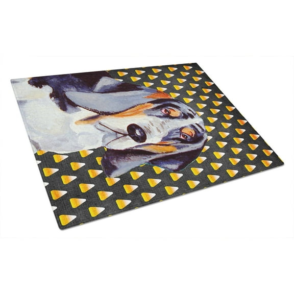 Caroline's Treasures Basset Hound Candy Corn Halloween Portrait Glass Cutting Board Large