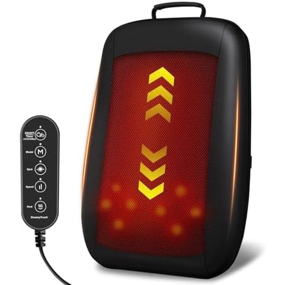 Shiatsu Back Massager with Heat, 4D Deep Tissue Massage for Pain Relief, Portable Rechargeable Electric Back Massager for Chair Home Office Car,Gift-Ready for Men Women