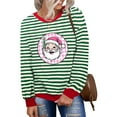 thumbnail image 4 of GuzomFashion Womens Red Christmas Sweatshirt - Soft Polyester, Long Sleeve Striped, Santa Claus Graphic, Relaxed Fit Round Neck, S-XXL for Holiday Parties & Daily Winter Wear,Size S, 4 of 5