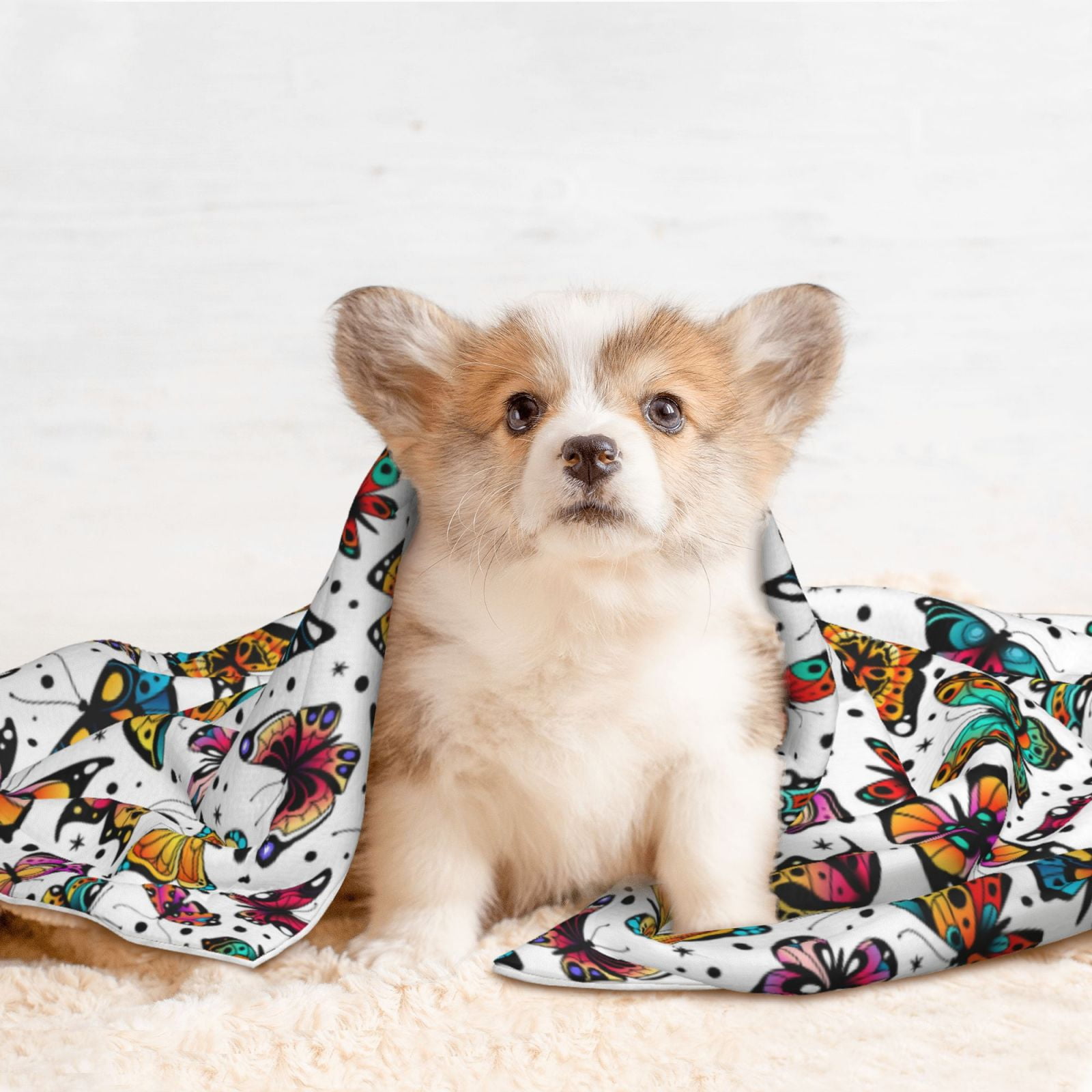 Naloa Colorful Flying Butterflies Dog Blanket, 3 Sizes Cat Blanket for Indoor Cats Large Medium Small Dog Gifts-Medium