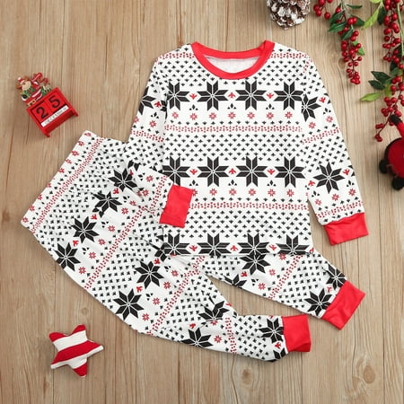 

Christmas Gifts Parent-Child Warm Christmas Set Printed Home Wear Pajamas Two-Piece Kids Set Polyester Black 10 Years