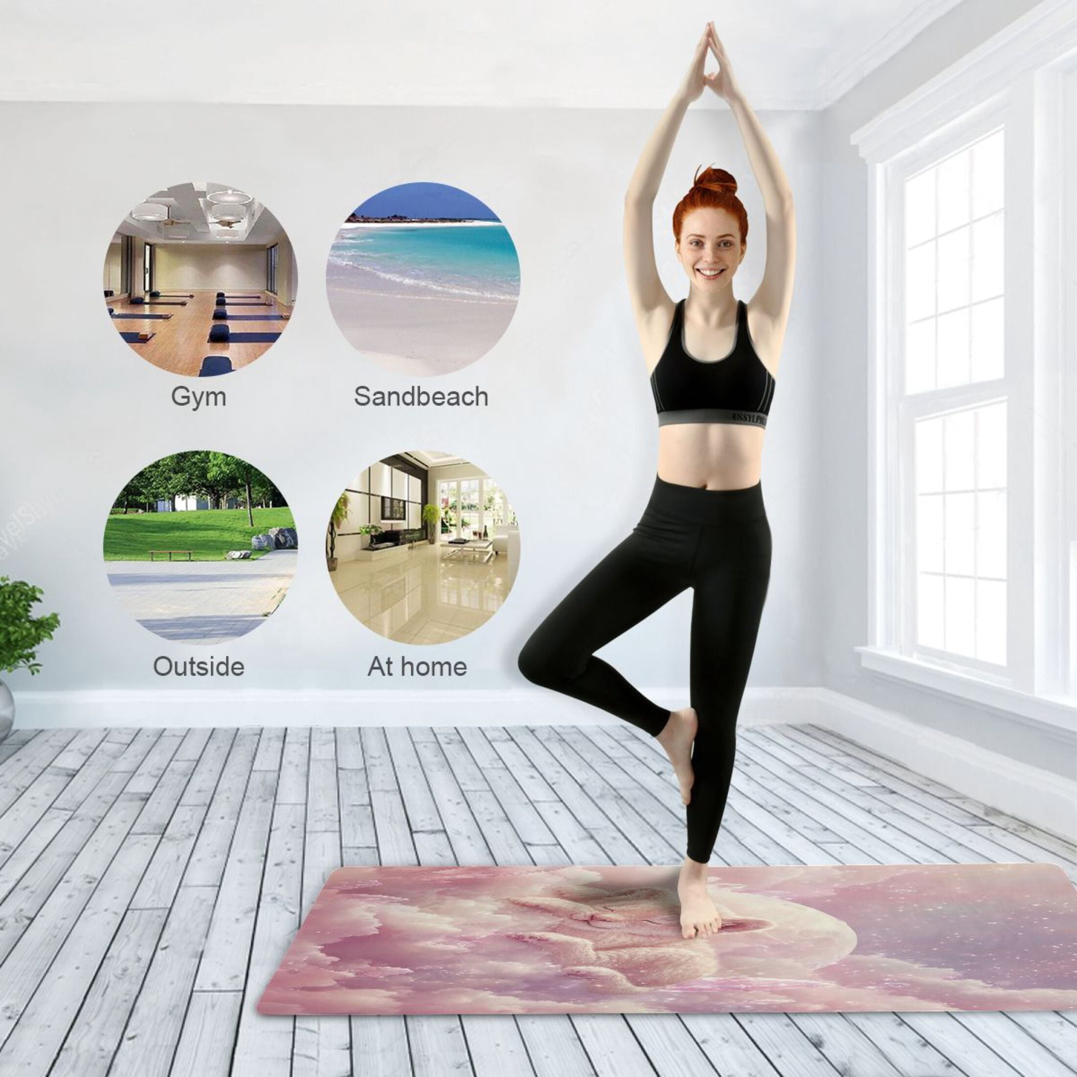 BZSMCE Yoga Mat Women Sleeping Cub on Soft Clouds Fitness Mat