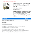 thumbnail image 2 of A/C Compressor Kit - Compatible with 2006 - 2014 Chevy Express 1500 5.3L V8 2007 2008 2009 2010 2011 2012 2013, 2 of 2