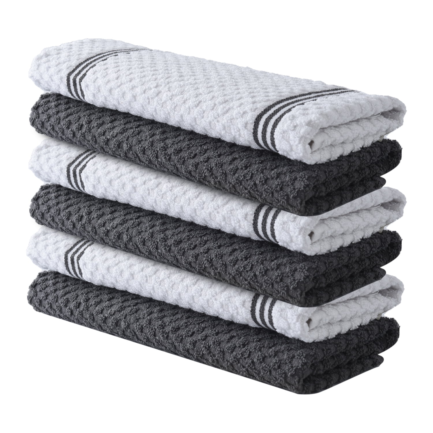 RIANGI Kitchen Hand Towels Set of 6 White/Black Dish Towels Highly  Absorbent 100% Cotton 16x26 Inches Checks White/Black Kitchen  Towels,Kitchen Hand
