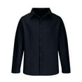 thumbnail image 7 of Men's Long Sleeve Shirt Button Down Collar Loose Fit Cotton Linen Solid Color for Spring Fall Comfort Wear,Black,L, 7 of 7