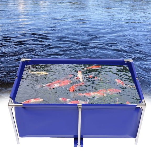 ChicHomey Foldable Canvas Aquarium Fish Tank,47.2" Large Capacity, Waterproof & Rustproof,External Drain Valve, Blue