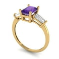 thumbnail image 2 of Clara Pucci 14K Yellow Gold Solid Gold Amethyst Three-Stone Anniversary Ring for Women - 1.5 cttw Emerald Cut, 2 of 8