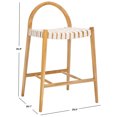 thumbnail image 3 of SAFAVIEH Rhyan Rectangle Mid Back Counter Stool, White/Natural, 3 of 13