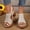 Beige, variant on Womens Chunky Heeled Sandals, Hollow Out Thick Sole Peep Toe Summer Fashion Dressy Pumps Shoes Brown US9