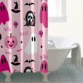 thumbnail image 4 of Halloween Pink Ghosts and Witchy Elements Shower Curtain 36"x72" ,Bathroom Decorative Shower Curtains Set with 12 Hooks,Modern Waterproof Washable Shower Curtain, 4 of 6