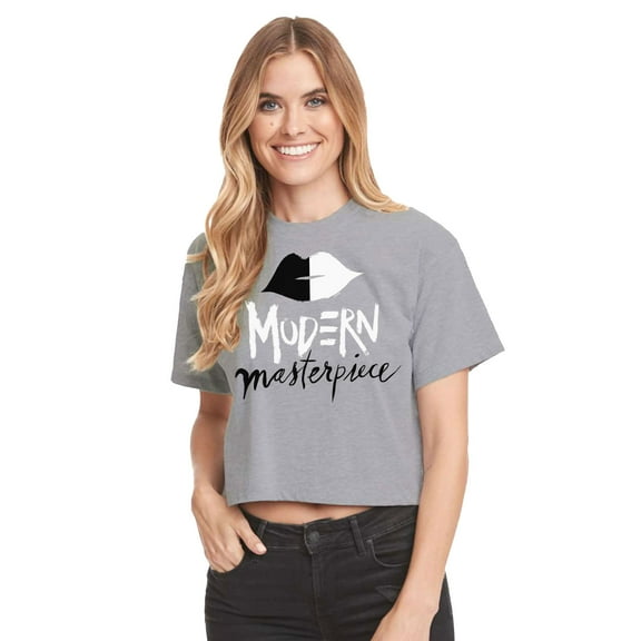 Modern Masterpiece - Juniors Cropped Cotton Blend T-Shirt