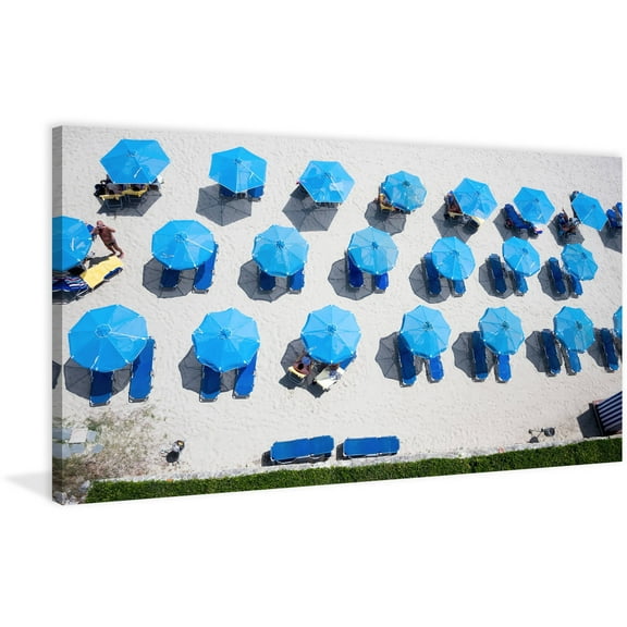 Marmont Hill "Blue Umbrellas" Painting Print on Wrapped Canvas